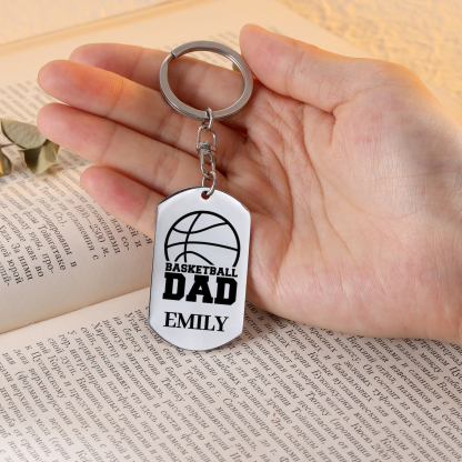 Custom Photo Keyring Engrave Name Father's Day Gifts for Basketball Lover-Jessemade AU