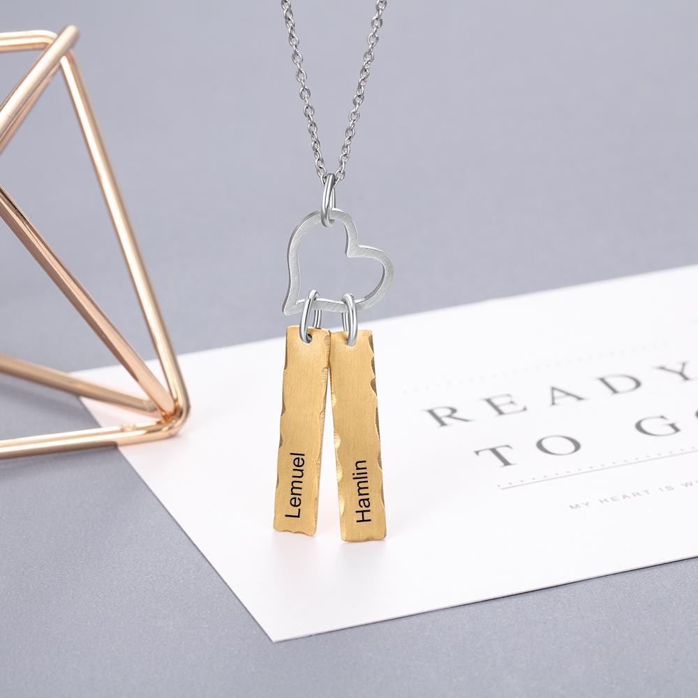 Personalised Double Bar Necklace With Heart-Jessemade AU
