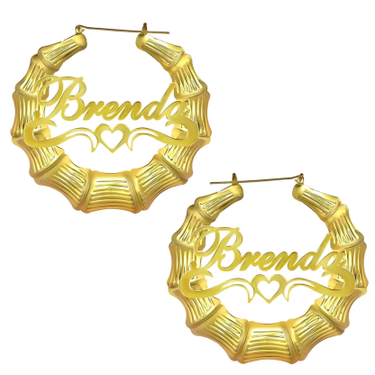 Bamboo Earrings Personalised Circle Hoop Gold Name Earrings for Her-Jessemade AU