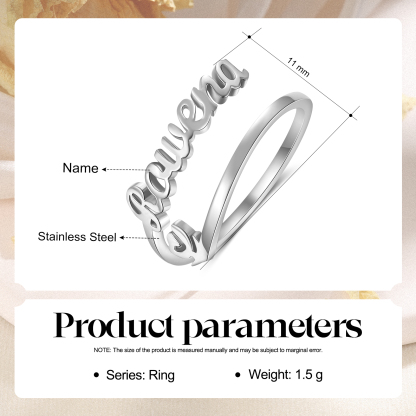 Personalised Name Ring with Heart Custom One Name Classic Rings for Her-Jessemade AU