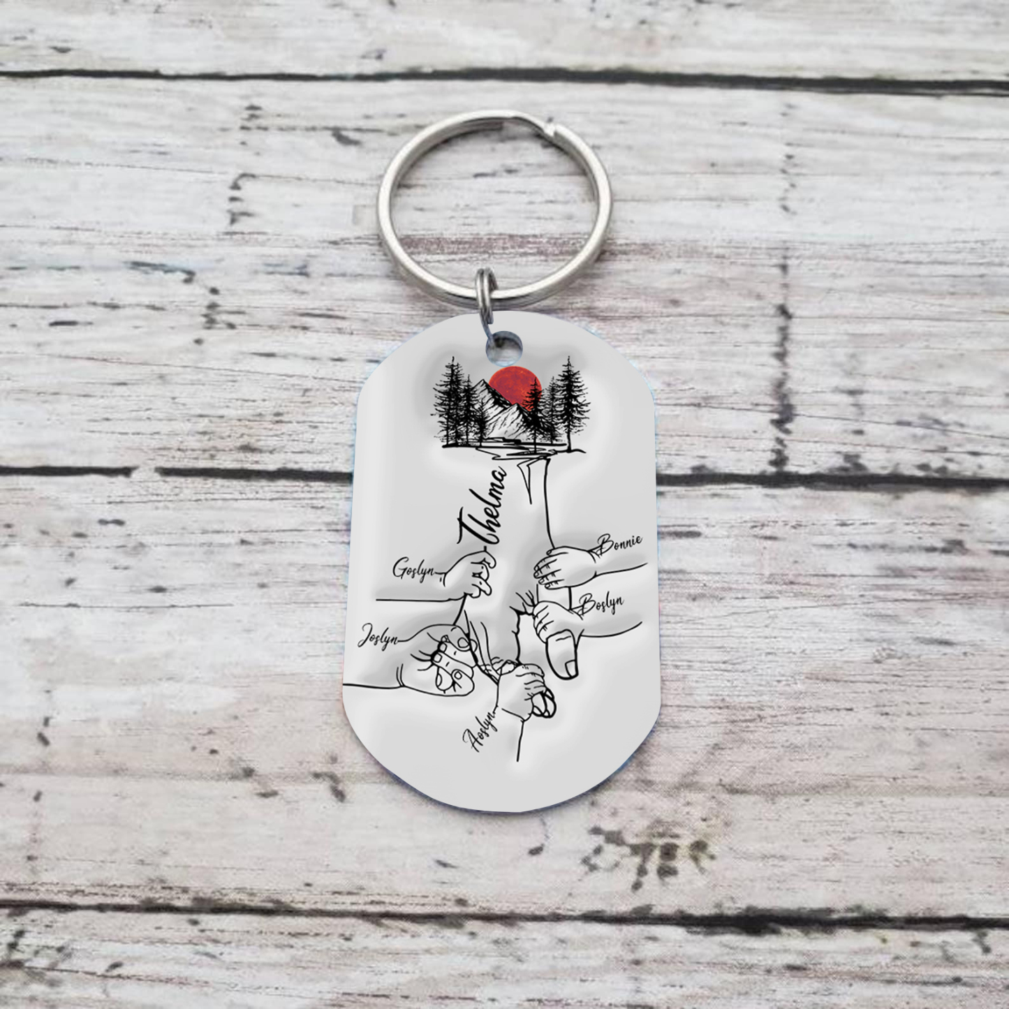 Best Dad Ever - Personalised 6 Names Holding Hands Keychain Custom Family Keychain Father's Day Gifts-Jessemade AU