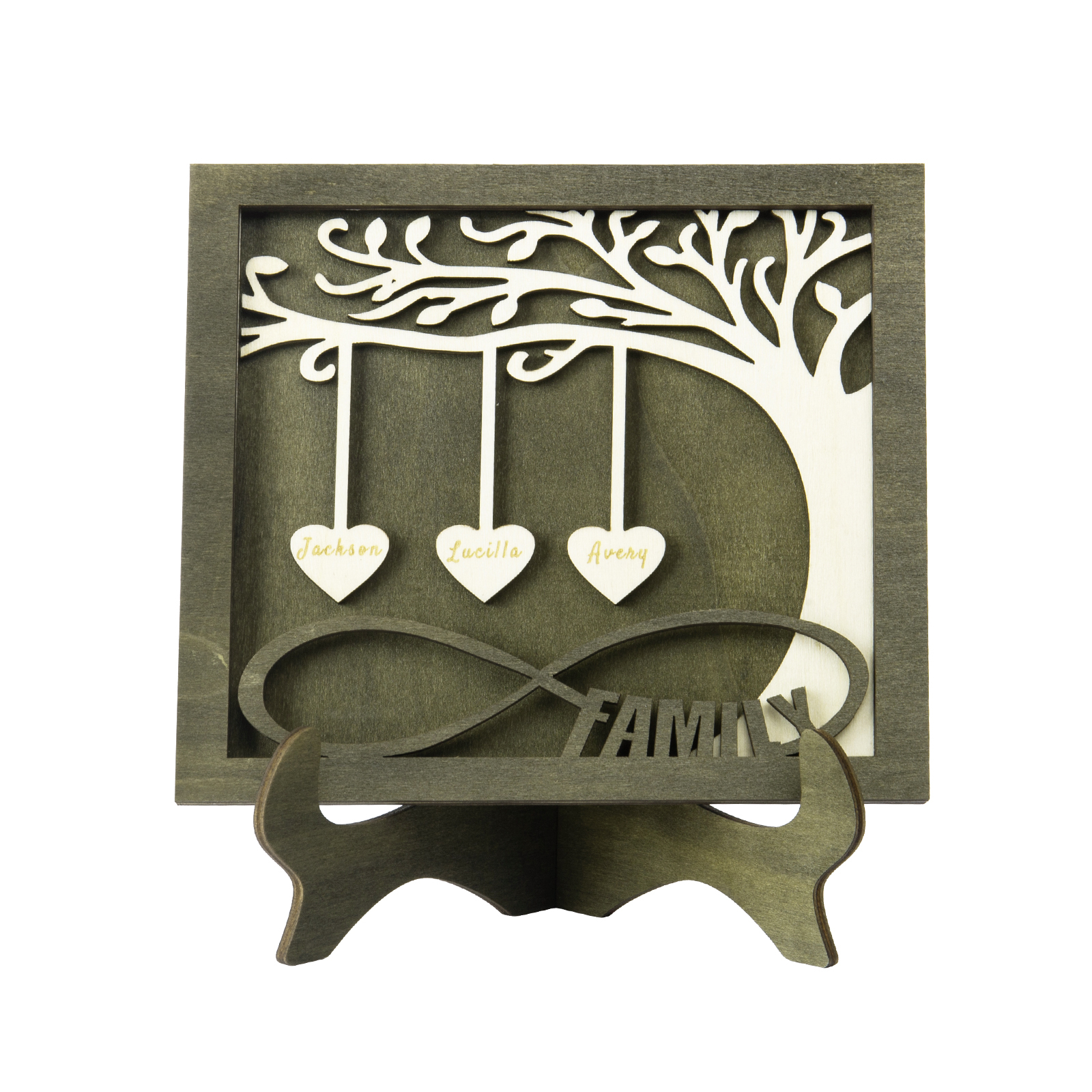 Custom Family Tree Sign with 3 Names Wooden Keepsake Gifts-Jessemade AU