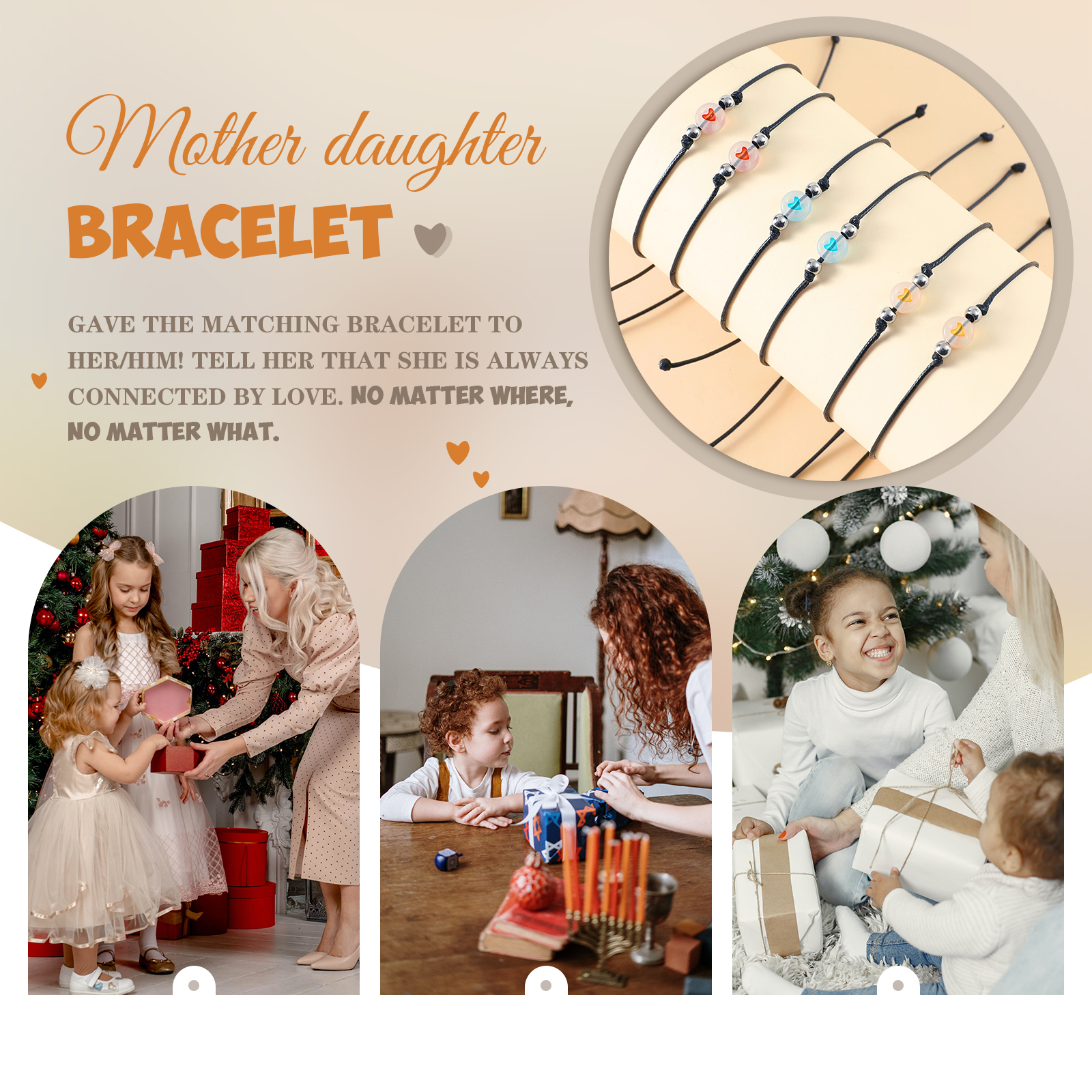 Bracelet for Women Dainty Teen Resin Heart Bracelet Size Adjustable for Girls-Jessemade AU