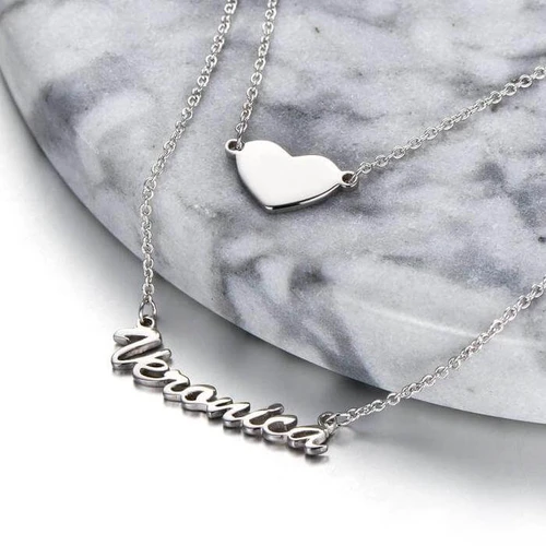 2 layered Name Neckace With Heart-Jessemade AU