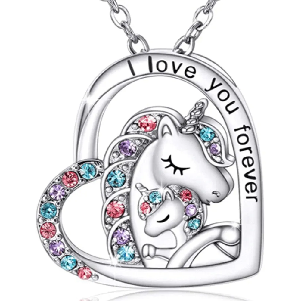 To My Granddaughter Heart Unicorn Necklace "I Love You Forever"-Jessemade AU