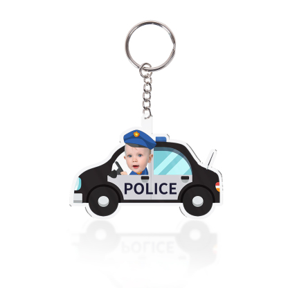 Personalised Police Car Acrylic Keychain Custom Photo Funny Hanging Ornament Back to School Gift for Kids-Jessemade AU