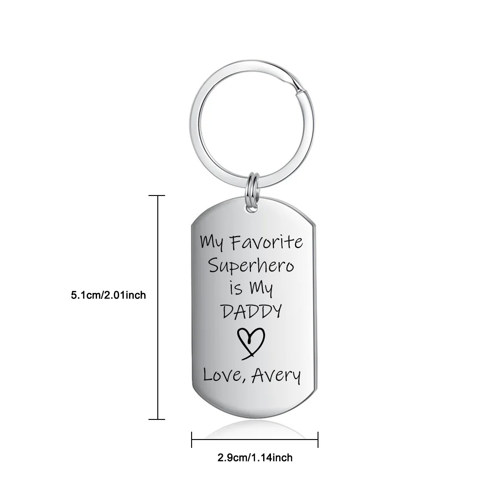 Personalised Photo Keychain Custom Name Father Keychain - My favourite Superhero Is My Daddy-Jessemade AU