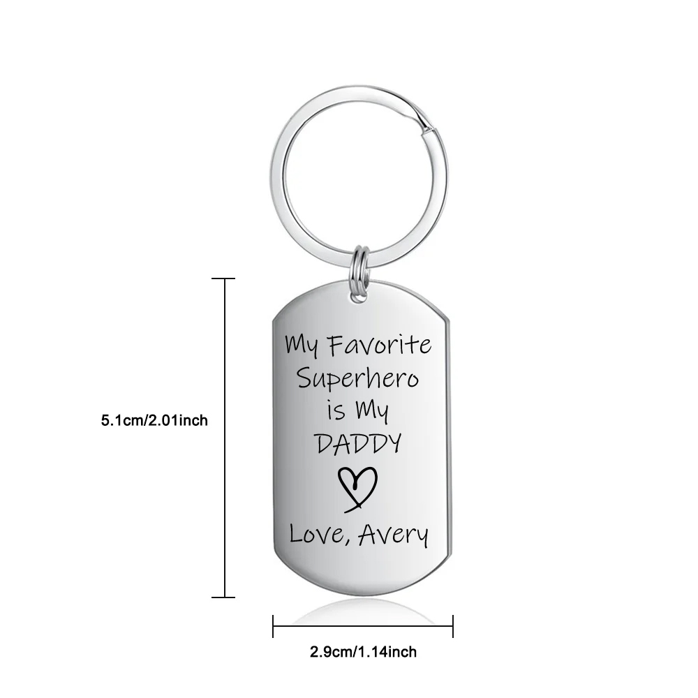 Personalised Photo Keychain Custom Name Father Keychain - My favourite Superhero Is My Daddy-Jessemade AU