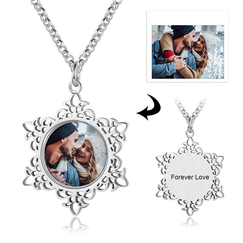 Personalised Snowflake Necklace Custom 1 Photo Necklace Gifts For Her-Jessemade AU
