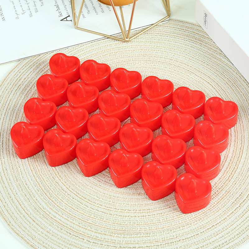 1 Piece Red Electronic Candle Heart-Shaped Night Light LED Romantic Decorations-Jessemade AU