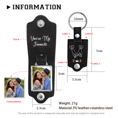 Pinky Swear Personalised Photo Keychain Customised Text & 2 Letters Leather Keyring Gifts for Valentine's Day Couples/Friends-Jessemade AU