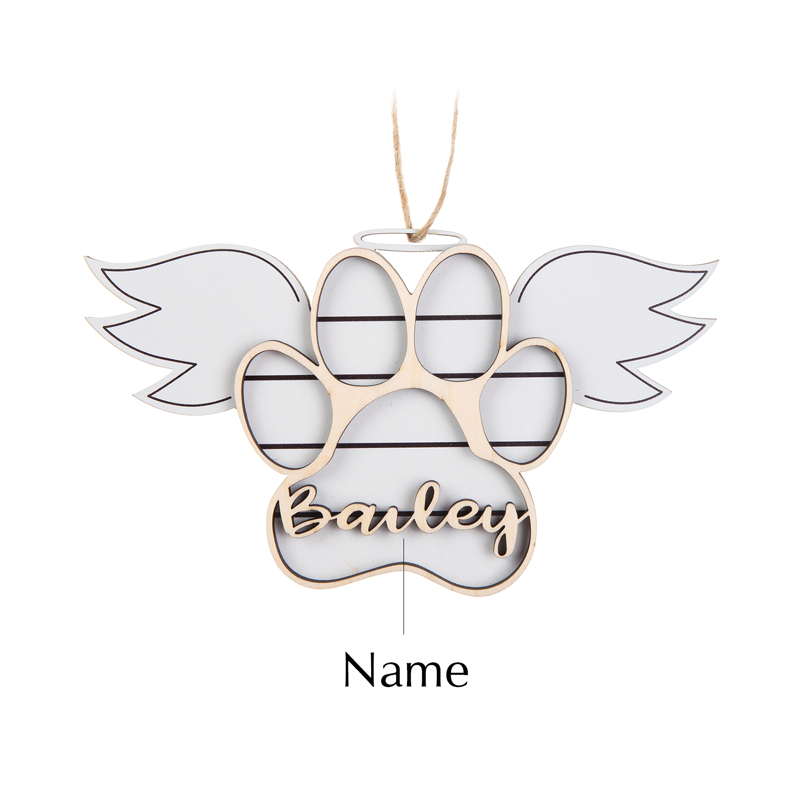 Personalised Dog Paw Christmas Ornament Angel Wings Hanging Ornament-Jessemade AU