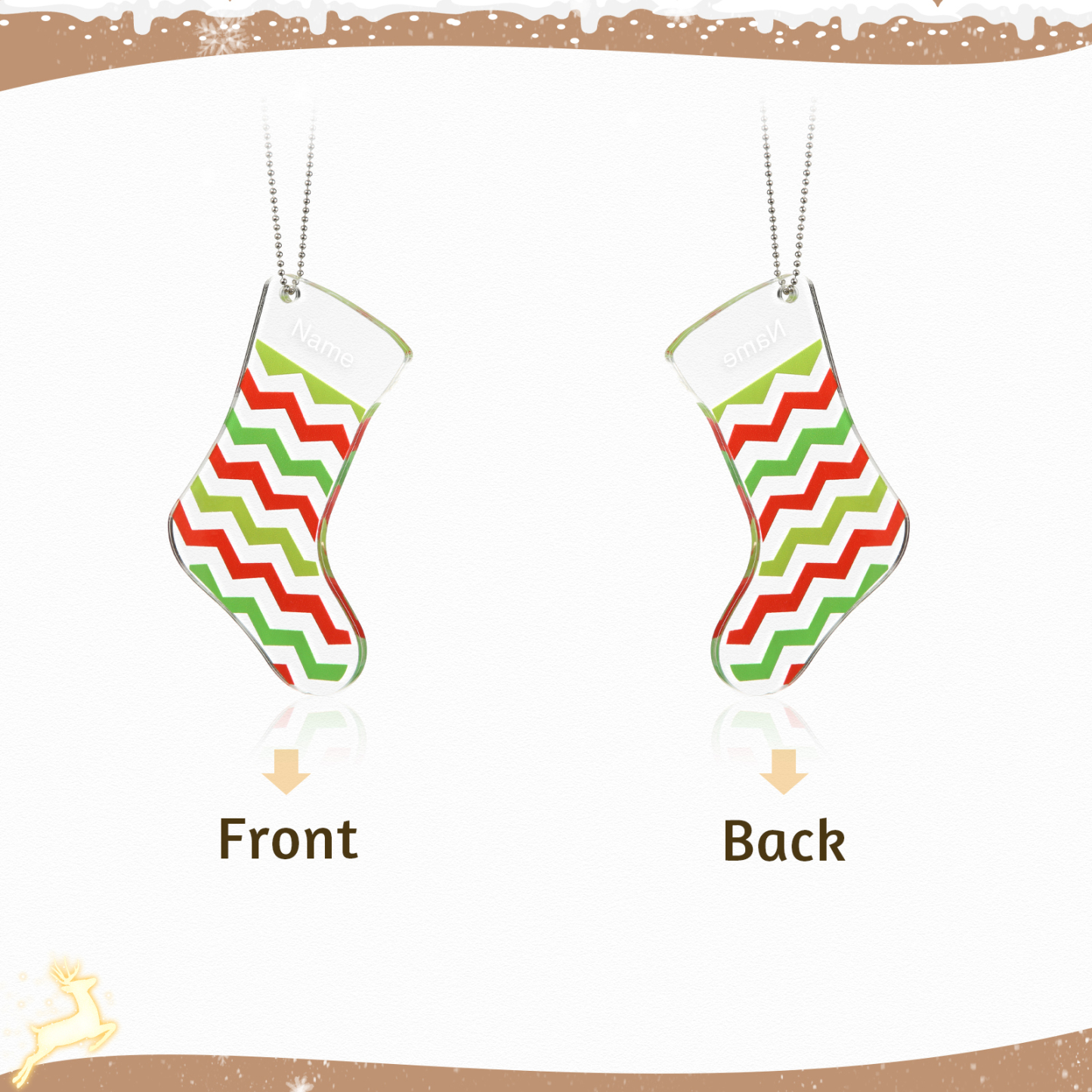 Personalised Acrylic Christmas Sock Ornaments Customised 1 Name Xmas Pendant Gifts for Boys Girls-Jessemade AU