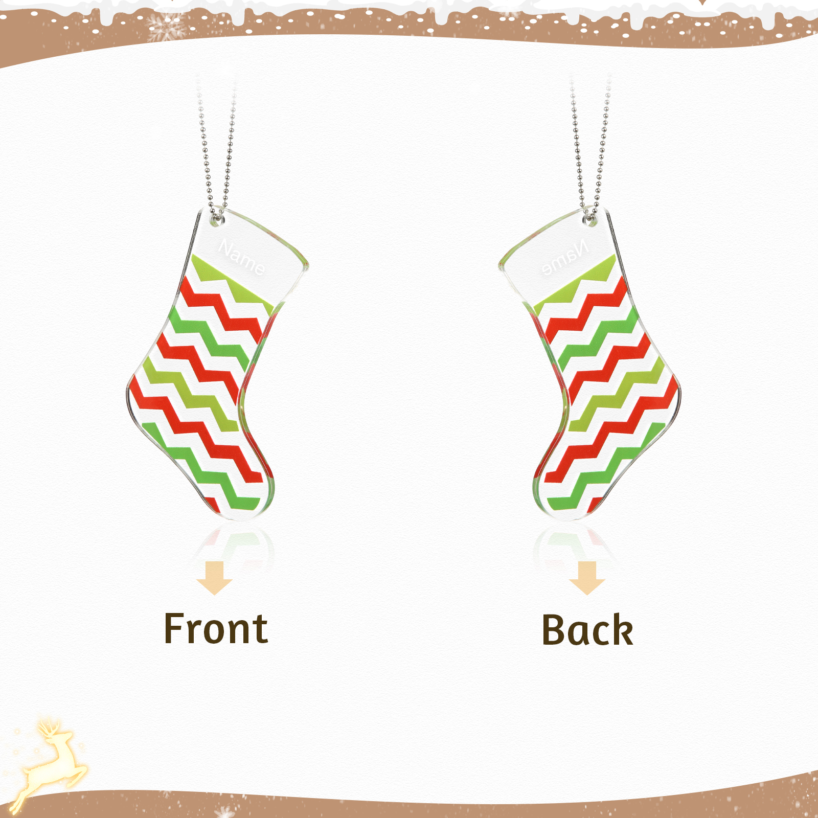 Personalised Acrylic Christmas Sock Ornaments Customised 1 Name Xmas Pendant Gifts for Boys Girls-Jessemade AU