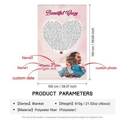 Beautiful Crazy Personalised Couple Blanket Custom Photo Romantic Gift For Her-Jessemade AU