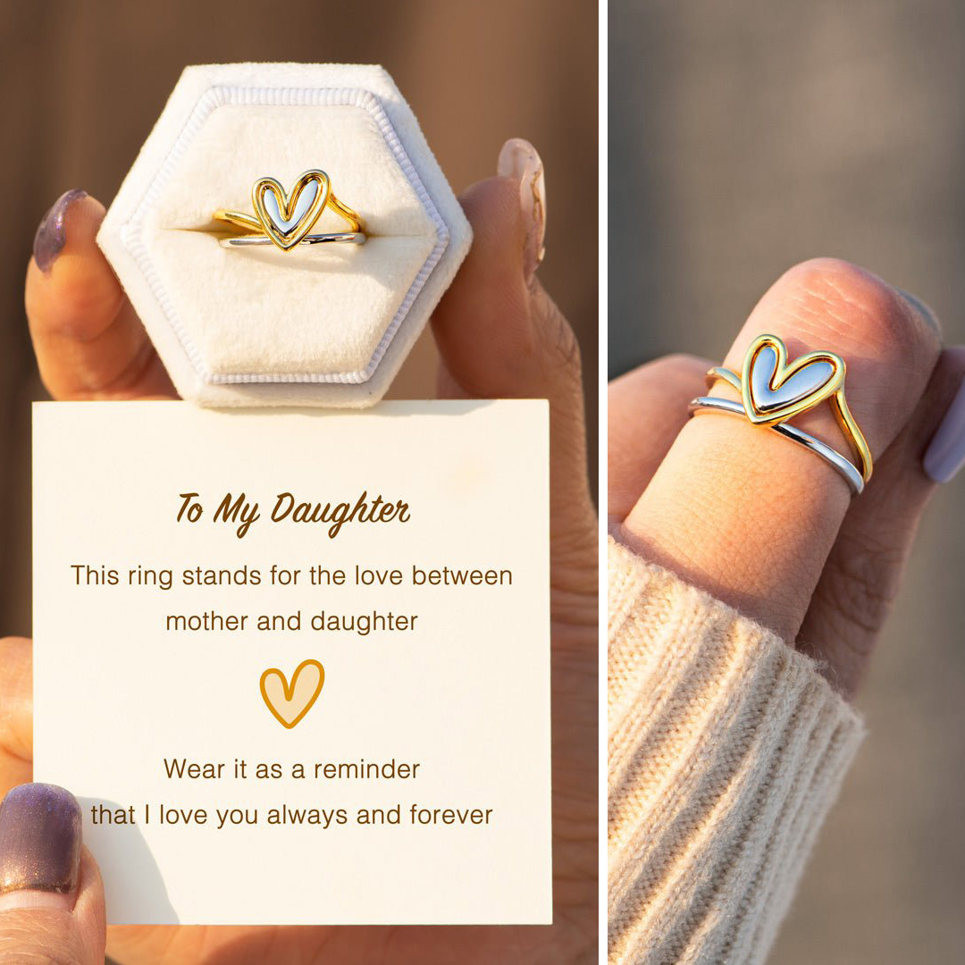 To My Daughter, reminder that I love you always and forever, Heart Ring With Card, Gifts For Her-Jessemade AU