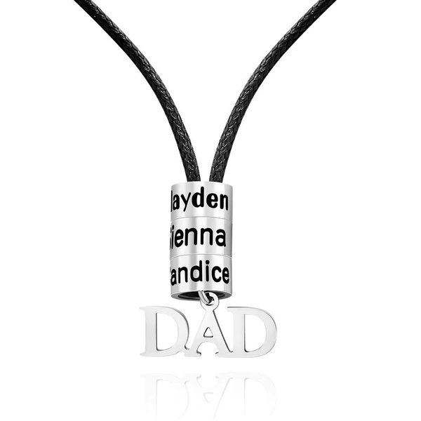 Dad Necklace Personalised Men's Necklace with Beads Engraved 2 Names Gifts For Father-Jessemade AU