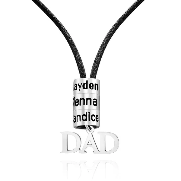 Dad Necklace Personalised Men's Necklace with Beads Engraved 2 Names Gifts For Father-Jessemade AU