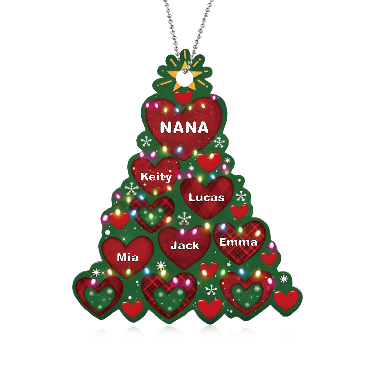 5 Names - Personalised Christmas Tree Ornament Customised Name & Text Acrylic Love Hanging Ornaments Gift for Family-Jessemade AU