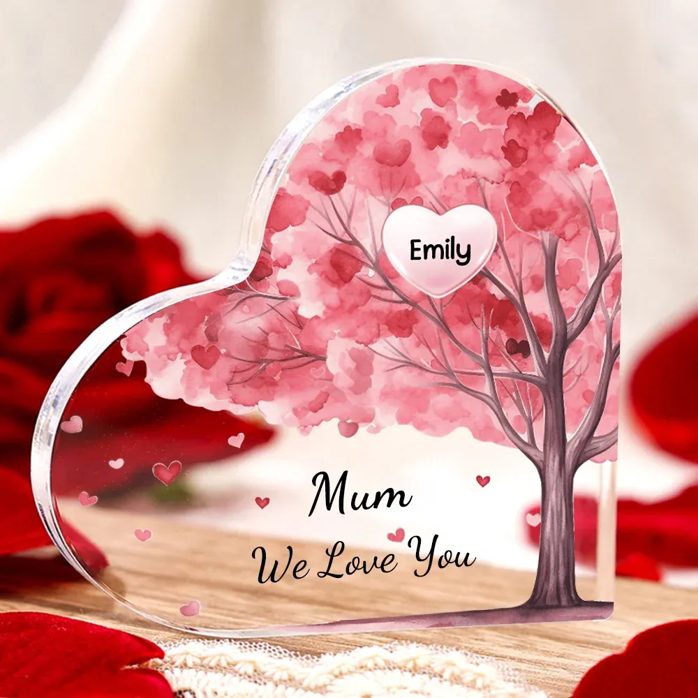 1 Name - Personalised Acrylic Heart Keepsake Custom Text Pink Tree Ornaments Gifts for Grandma/Mother-Jessemade AU