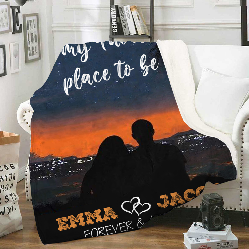 Personalised Couple Blanket Customised 2 Names Blanket Gift for Him/Her - Together With You Is My Favourite Place To Be-Jessemade AU