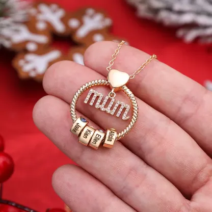1 Name - Personalised Mum Circle Pendant Necklace Custom Name & Birthstone Necklace Gifts For Mum