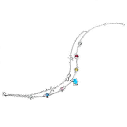 Personalised Women's Bracelet Custom 4 Birthstones Bracelet Sea Turtle Adjustable Bracelet Birthday Gift for Her-Jessemade AU