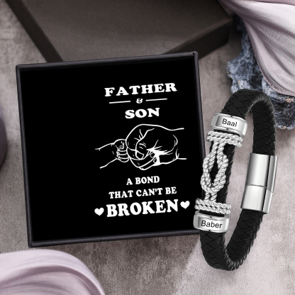 Custom Knot Leather Bracelet Personalised 2 Names Beaded Wrap Bracelet Gift for Him/Her-Jessemade AU