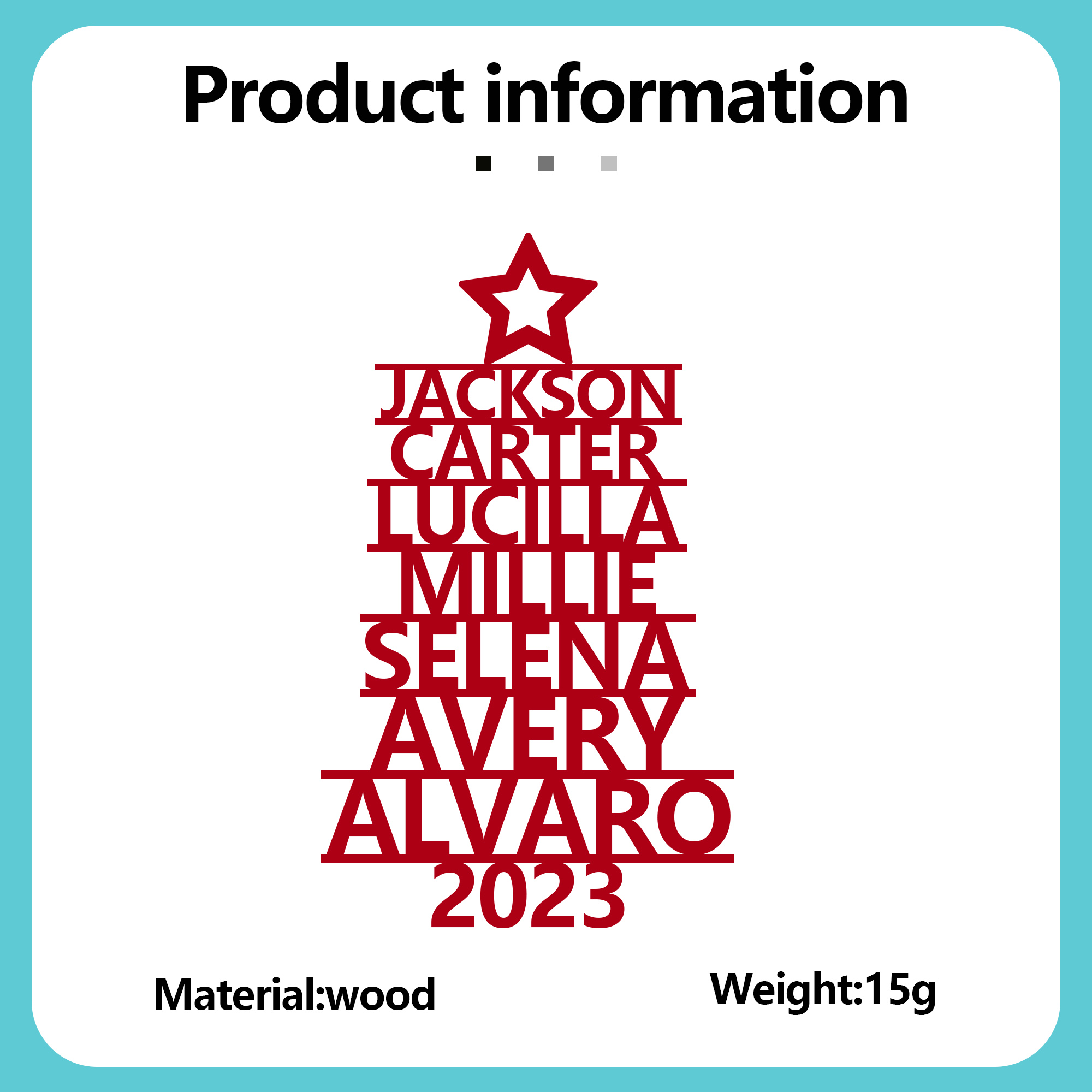 7 Names - Personalised Christmas Tree Ornaments Customised Name Xmas Wooden Decor Gifts for Family Friends-Jessemade AU