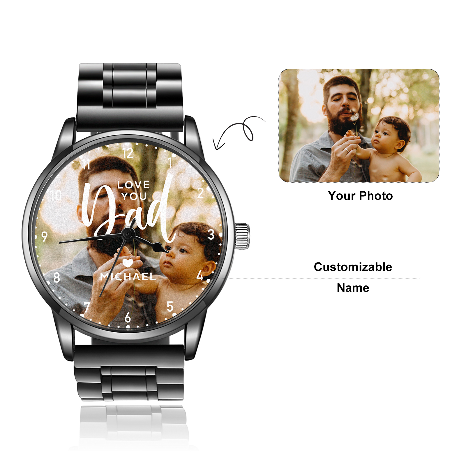 Personalised Photo Watch Custom Names Mechanical Watch Gifts for Him-Jessemade AU