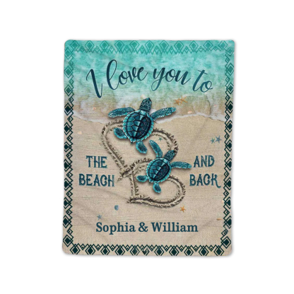 Personalised Couple Blanket Engrave Name Sweet Gift "I love you to the beach and back"-Jessemade AU