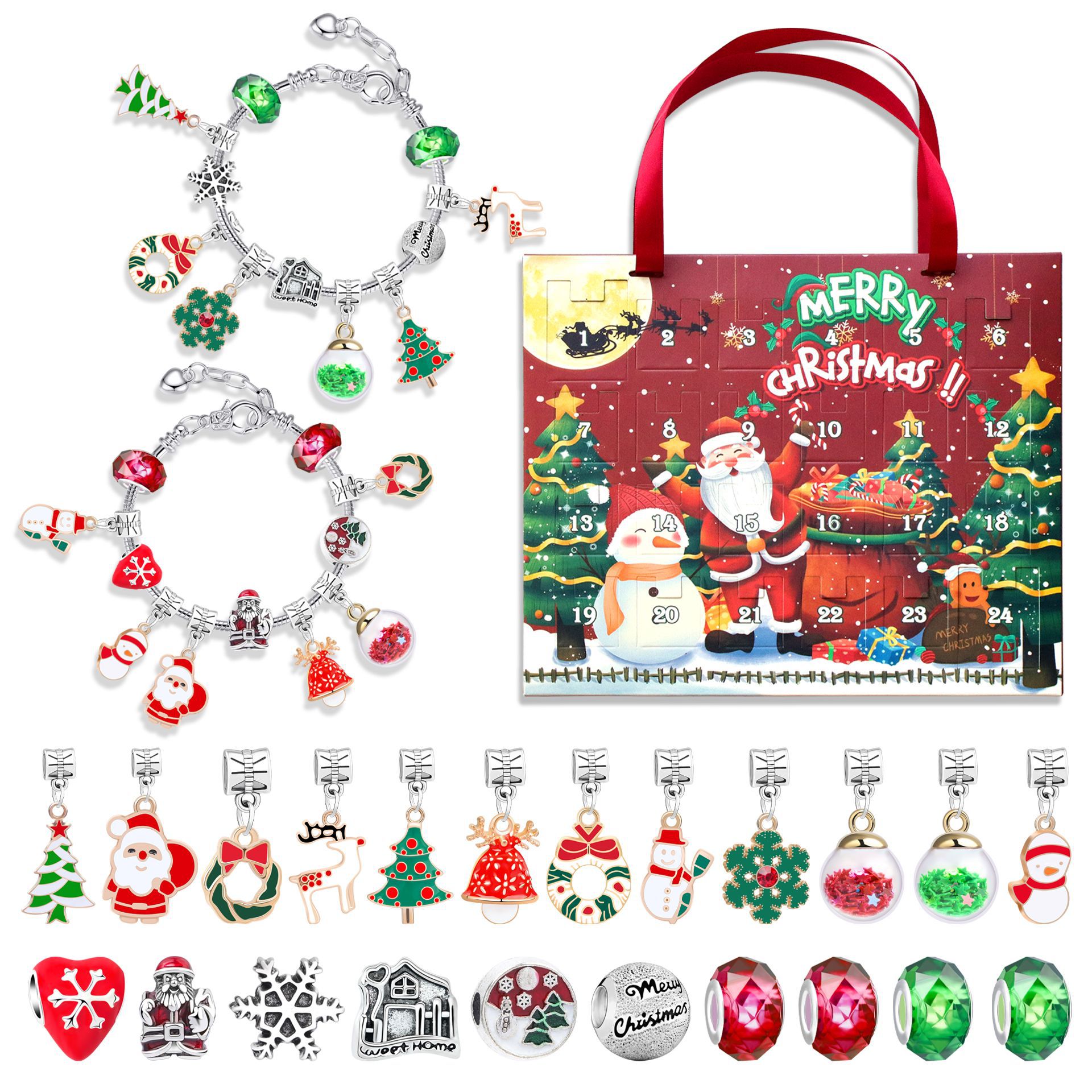 Christmas Bracelet Charms Surprise Blind Box Advent Calendar 24 Days Countdown Surprise Box DIY Bracelet Mystery Box Gift For Her-Jessemade AU