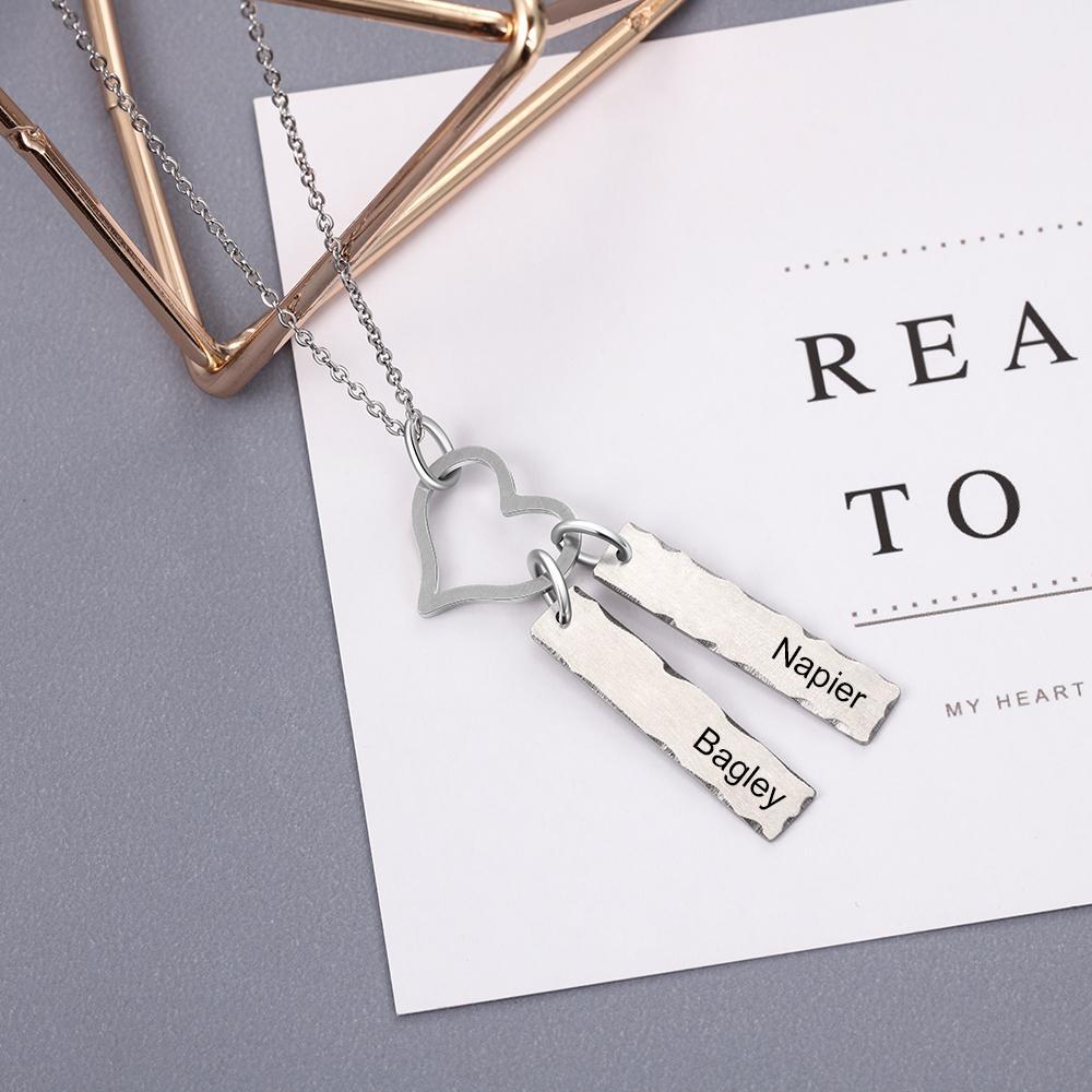 Personalised Double Bar Necklace With Heart-Jessemade AU