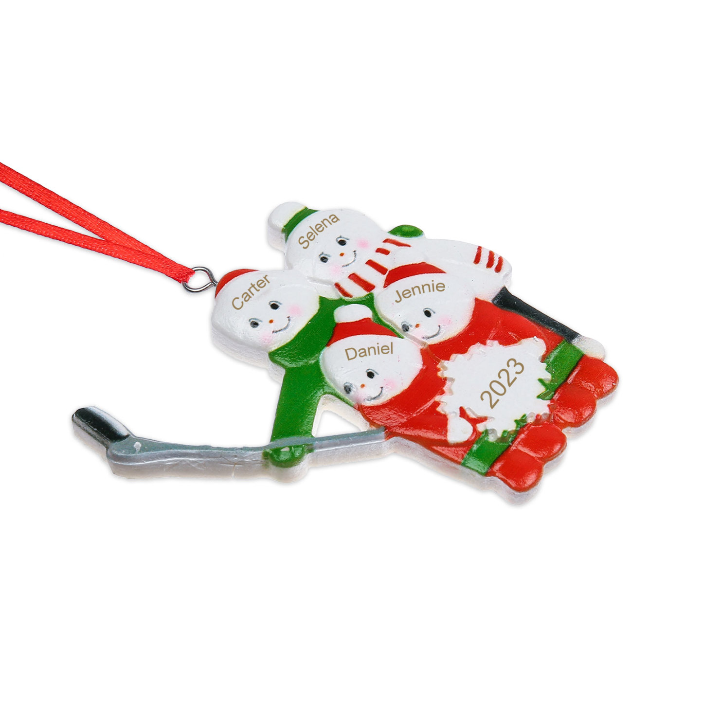 4 Names - Personalised Resin Christmas Ornaments Customised Name & Year Xmas Decor Gifts for Family Friends-Jessemade AU