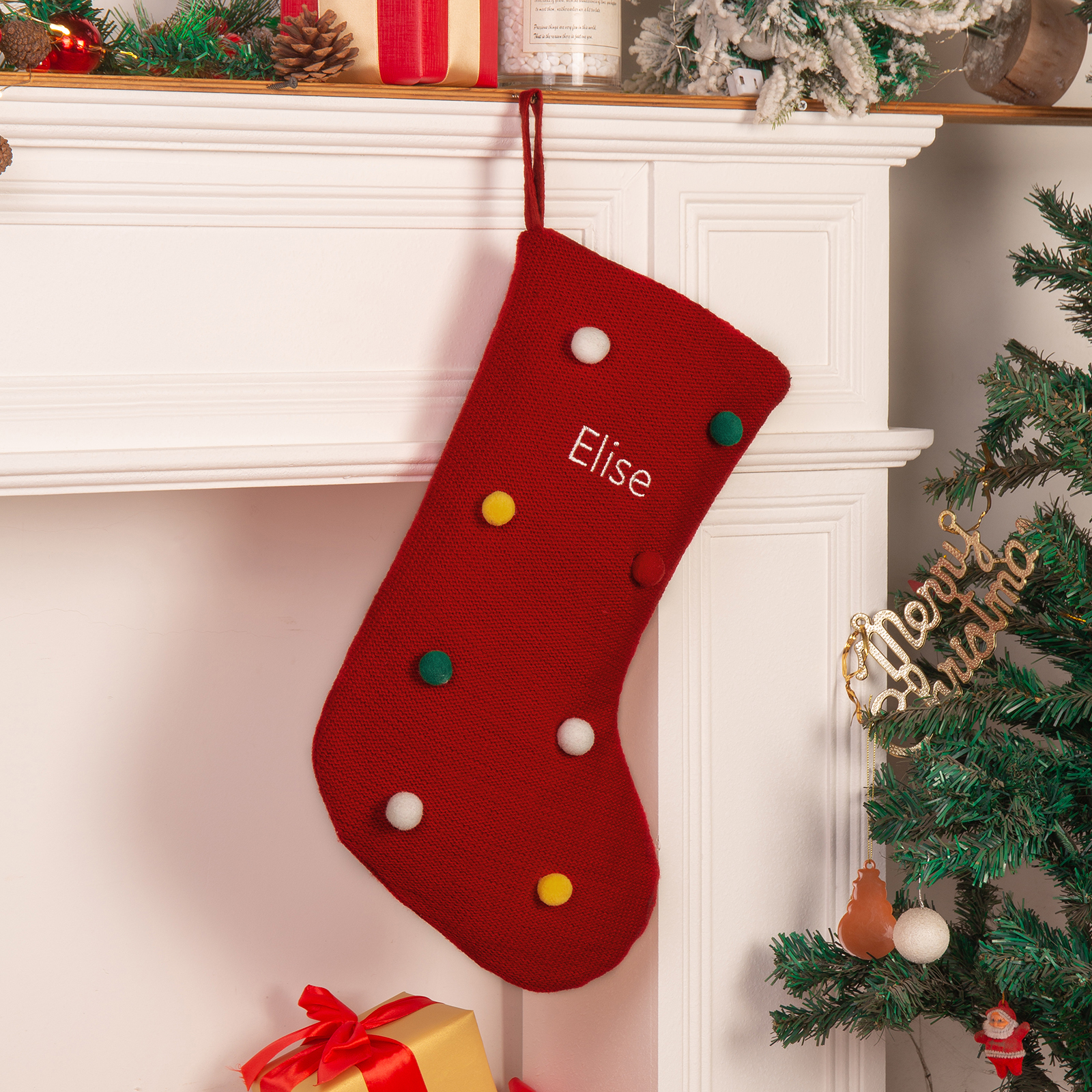 Customised 1 Name Christmas Stocking Ornament Fireplace Decorations Personalised Christmas Gift for Family Friends-Jessemade AU