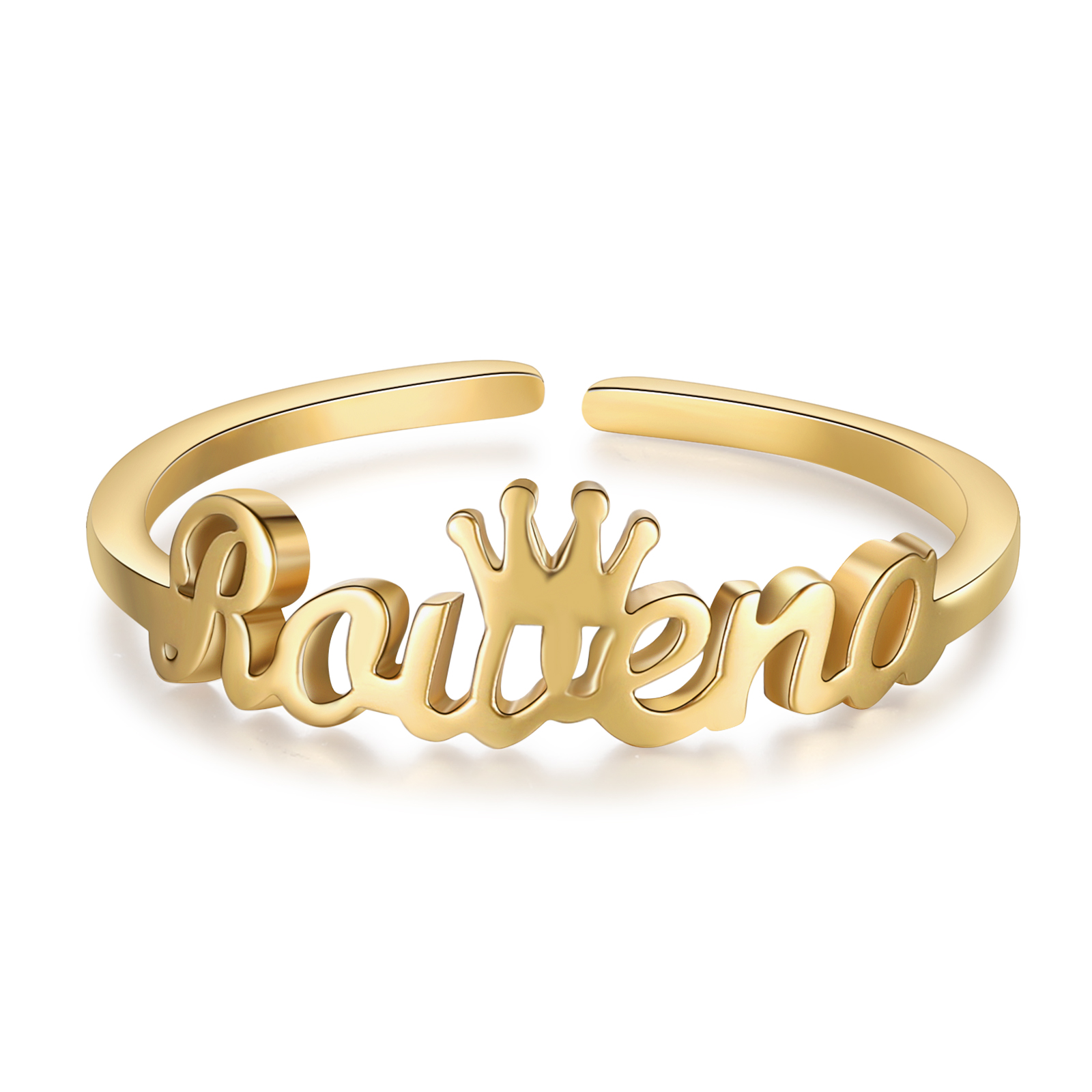 Crown Name Ring Personlized One Name Adjustable Rings-Jessemade AU