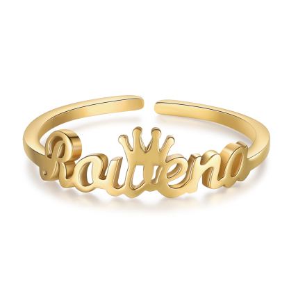 Crown Name Ring Personlized One Name Adjustable Rings-Jessemade AU