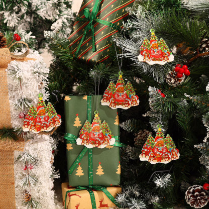 4 Names - Personalised Acrylic Christmas Bear Ornaments Customised Text & Name Xmas Pendant Gifts for Family-Jessemade AU