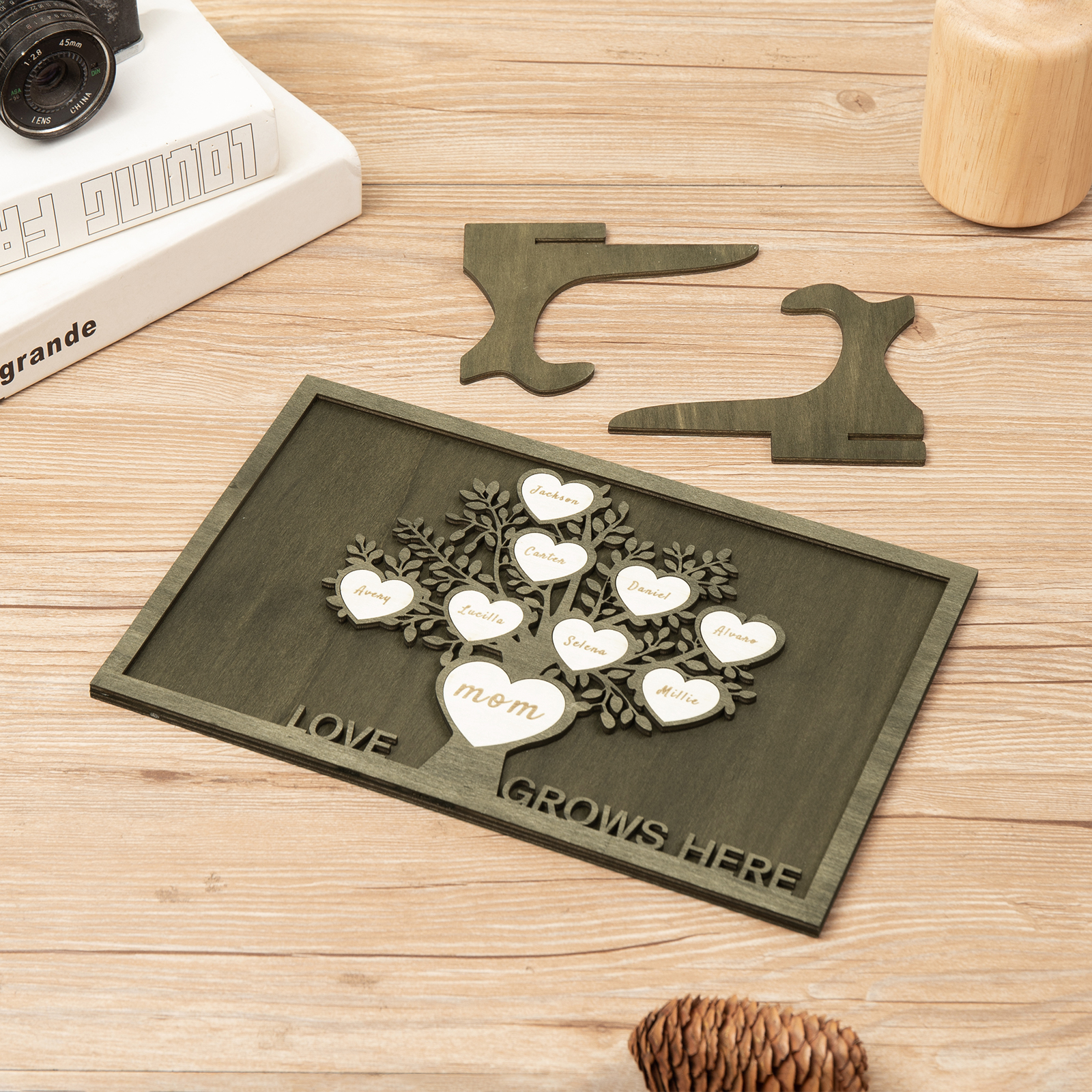 Family Tree Wood Frame Personalised Family Tree Sign Custom 9 Names Plaque-Jessemade AU