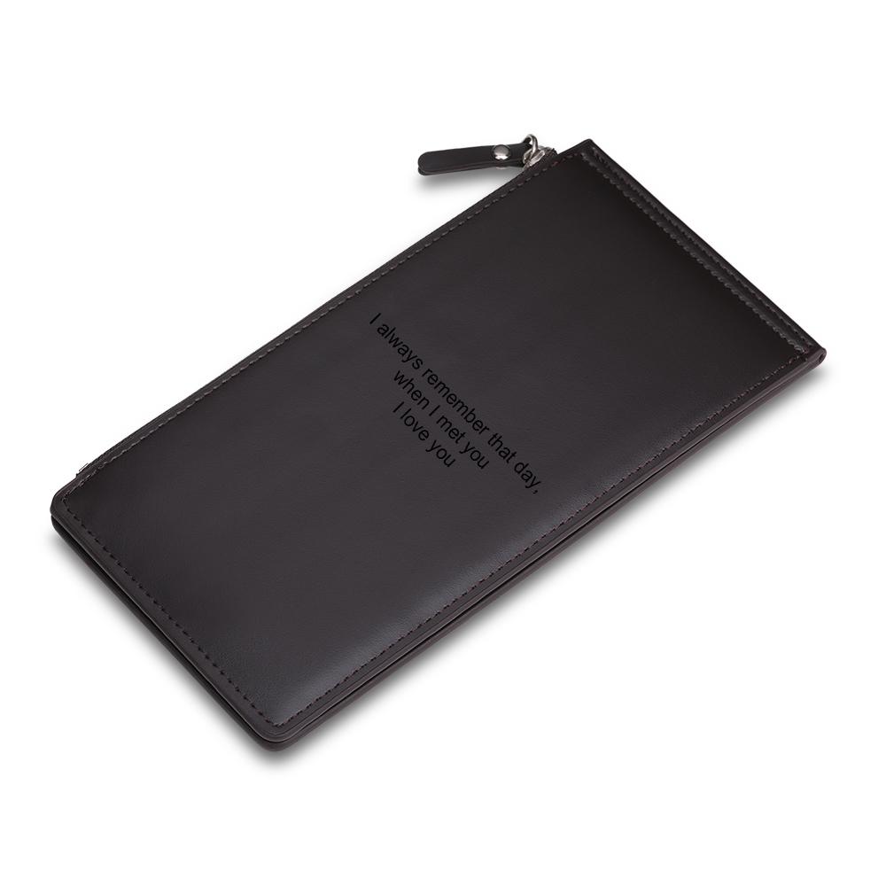 Personalised Leather Wallet Engraved Photo Long Purse Gifts For Men-Jessemade AU