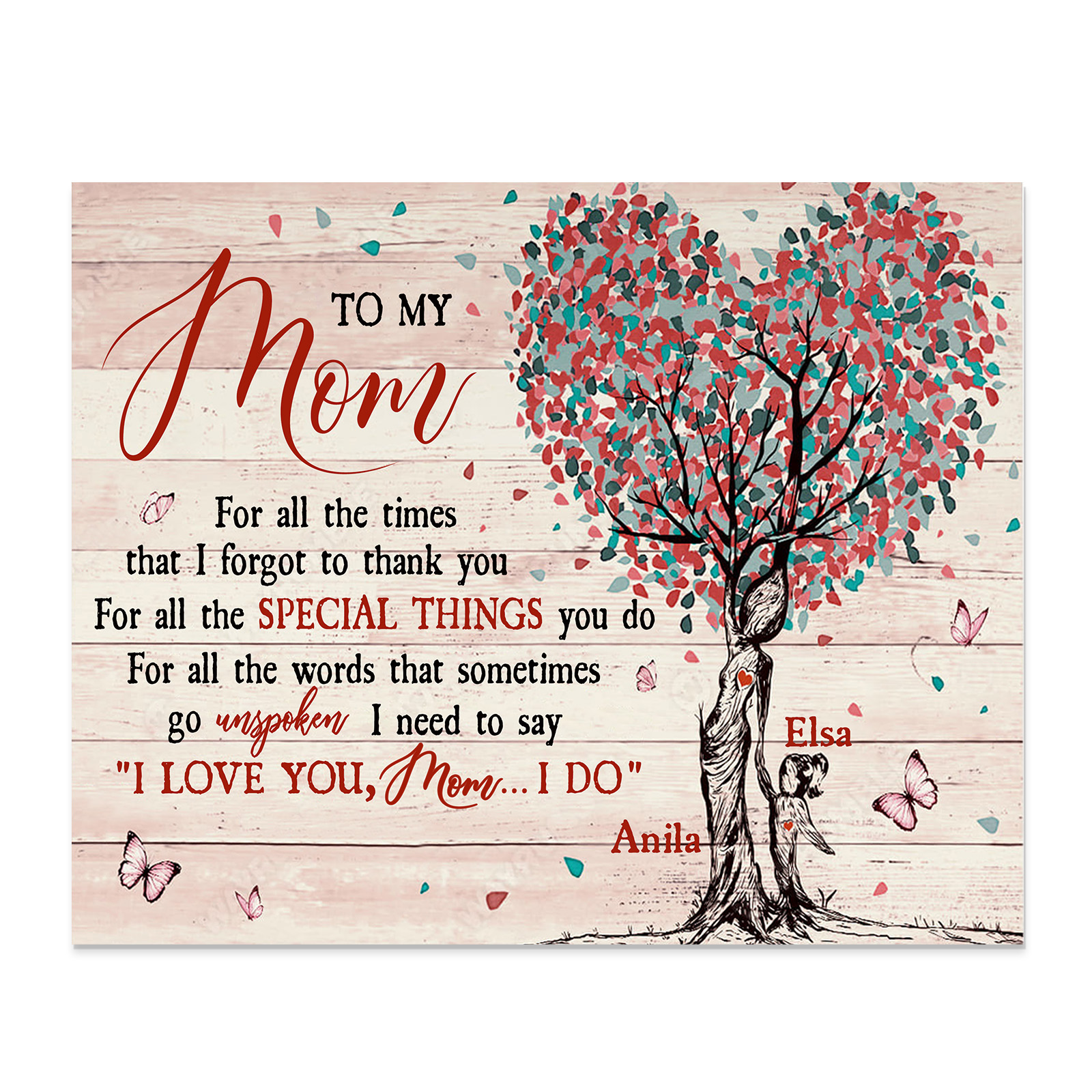 Personalised 2 Names Wooden Plaque Home Decoration Gifts for Mom/Mum - For All The Times That I Forgot To Thank You-Jessemade AU