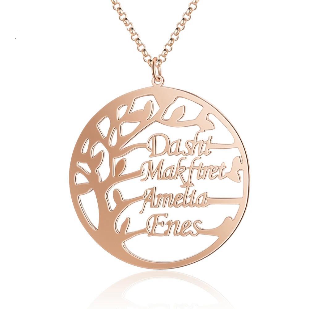 Family Tree Custom 4 Names Sterling Silver Tree-Jessemade AU