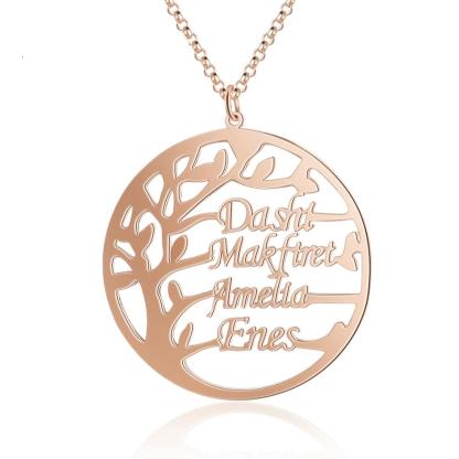 Family Tree Custom 4 Names Sterling Silver Tree-Jessemade AU
