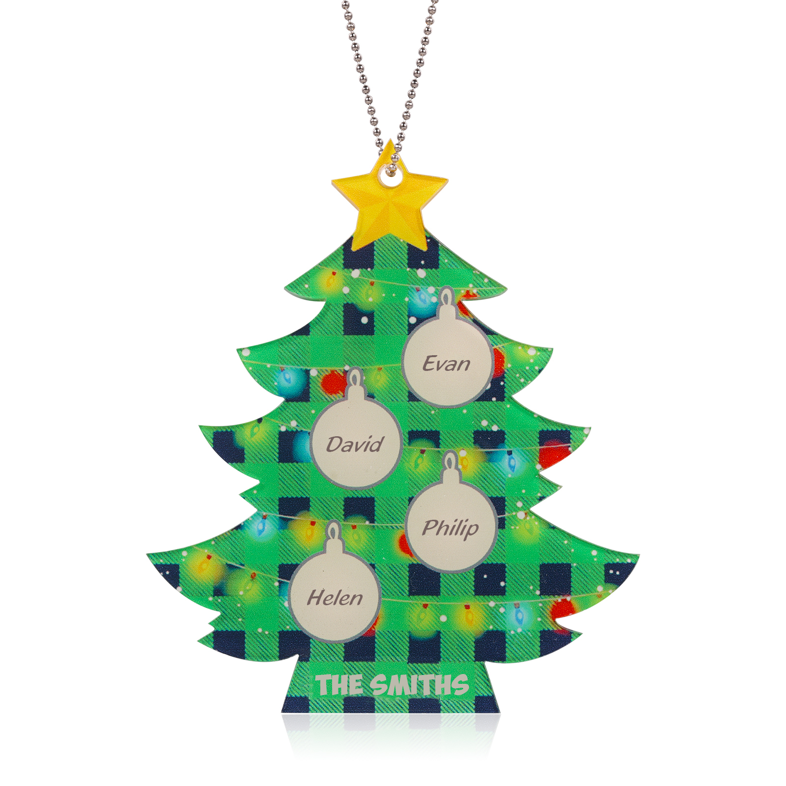 4 Names - Personalised Acrylic Christmas Tree Ornaments Customised Text & Name Xmas Pendant Gifts for Family Friends-Jessemade AU