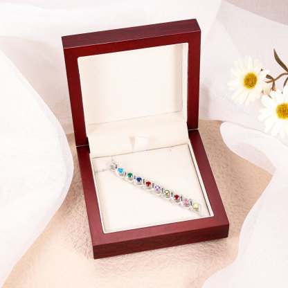 Customised Necklace Cascading Pendant with 9 Birthstones Engraving 9 Names Gifts for Her-Jessemade AU