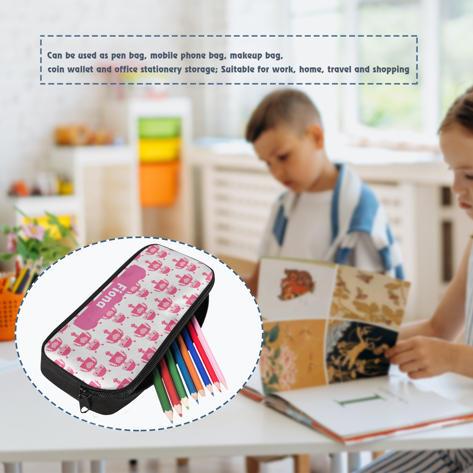 Custom Name Pen Case Personalised  Pink People Pen Bag Back to School Gifts for Students-Jessemade AU