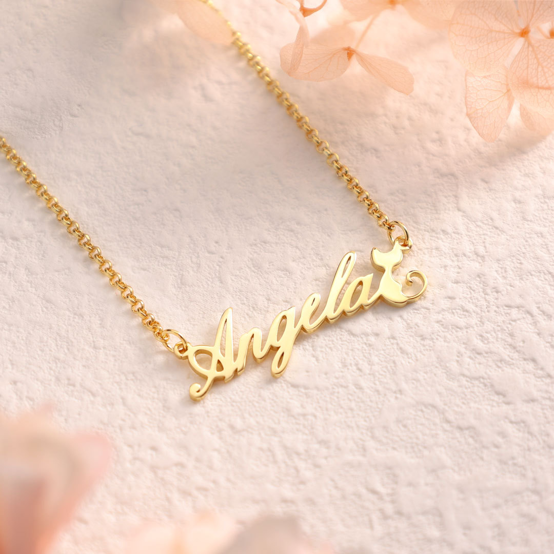 Personalised Cat Necklace Custom 1 Name Necklace Gift For Women-Jessemade AU