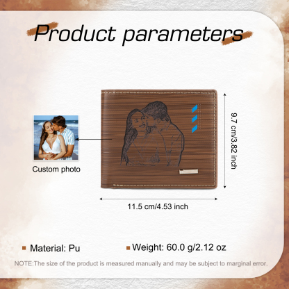 Personalised Leather Wallet Engraved Photo Folding Wallet Short Purse Love Gifts For Him-Jessemade AU