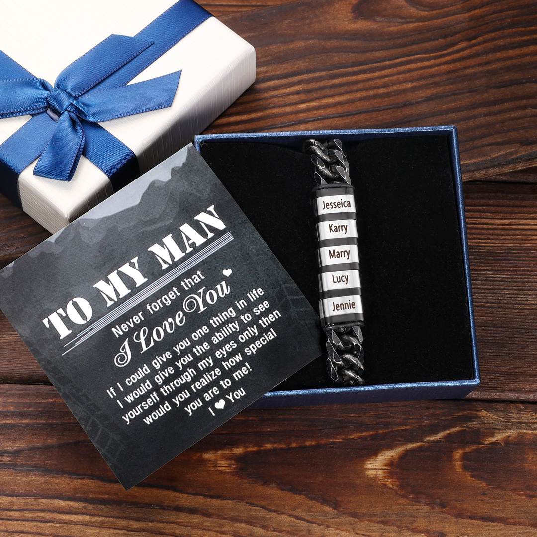 Personalised Cuban Chain Bracelet Customised Name Bracelet with 4 Beads-Jessemade AU