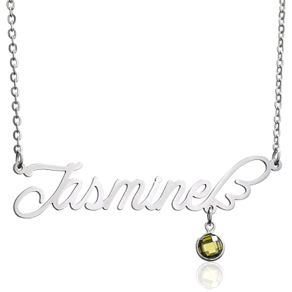 Personalised Wings Necklace With Birthstone Custom 1 Name Necklace Gift For Women-Jessemade AU